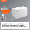 VEVOR Chest Freezer, 12.8 cu.ft / 345 L Large Deep Freezer & 4 Removable Baskets, Freestanding Top Open Door Commercial Chest Freezers with Locking Lid, 7-Level Adjustable Temp, LED Lighting, 6 Wheels