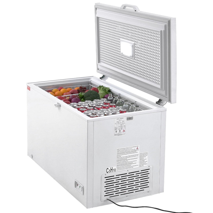 VEVOR Chest Freezer, 12.8 cu.ft / 345 L Large Deep Freezer & 4 Removable Baskets, Freestanding Top Open Door Commercial Chest Freezers with Locking Lid, 7-Level Adjustable Temp, LED Lighting, 6 Wheels