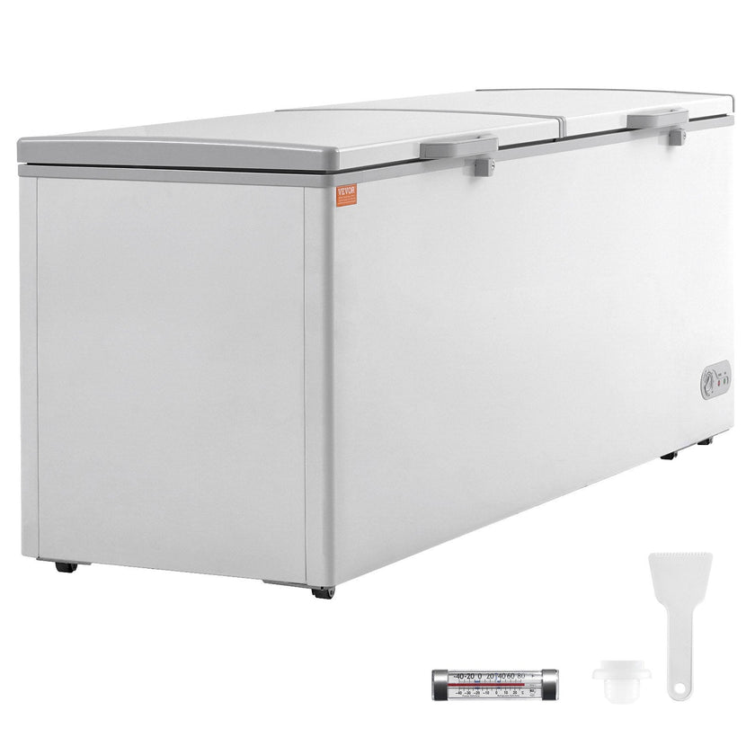 VEVOR Chest Freezer, 19.8 cu.ft / 561 L Large Deep Freezer with Split Top Double Locking Lids, Freestanding Commercial Chest Freezer & 4 Removable Baskets, 7-Level Adjustable Temp, LED Light, 6 Wheels