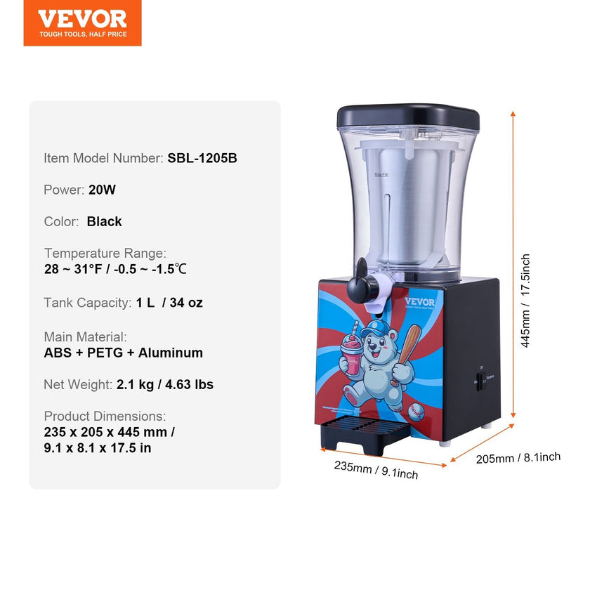 VEVOR Slushy Machine for Home Margarita Slush Maker 34oz Frozen Drink Machine