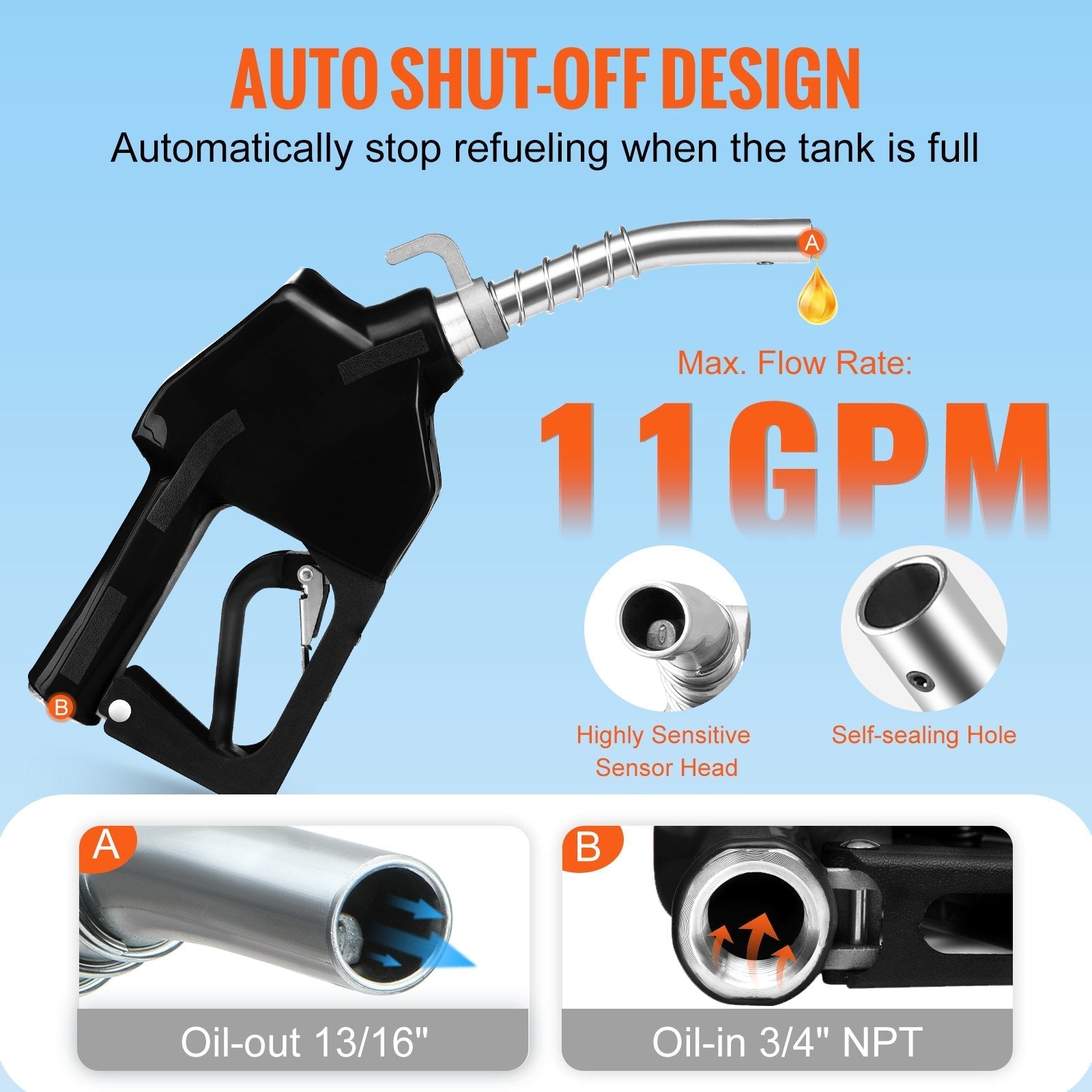 VEVOR Automatic Fuel Nozzle, 3/4
