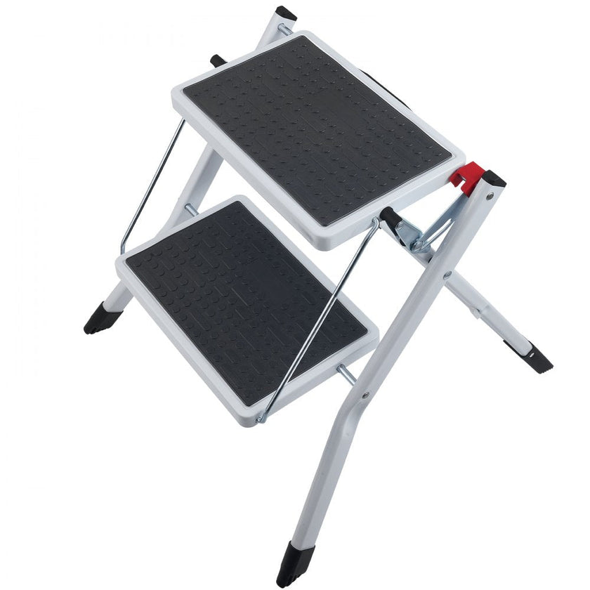 VEVOR Step Ladder 2-Step 330lbs Capacity, Ergonomic Folding Steel Step Stool with Wide Anti-Slip Pedal, Sturdy Step Stool for Adults Toddlers, Multi-Use for Household, Kitchen, Office, RVs