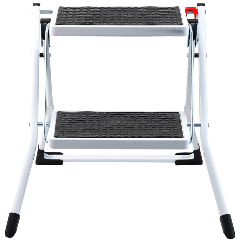 VEVOR Step Ladder 2-Step 330lbs Capacity, Ergonomic Folding Steel Step Stool with Wide Anti-Slip Pedal, Sturdy Step Stool for Adults Toddlers, Multi-Use for Household, Kitchen, Office, RVs