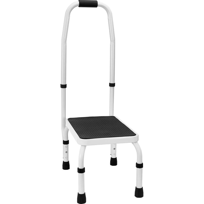 VEVOR Step Stool 1-Step 330lbs Capacity, 3 Adjustable Height with Handle Steel Step Ladder, Portable Toddler Step Stools for Adults, Non-Slip Sturdy Step Ladders for Office, RVs, Pets
