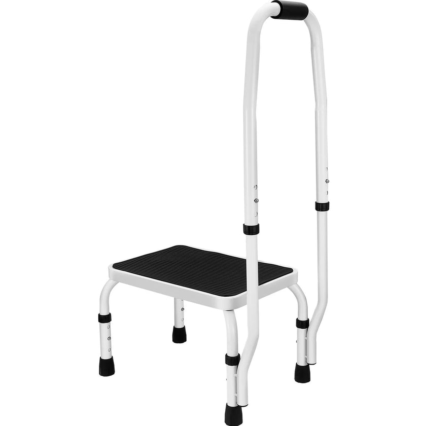 VEVOR Step Stool 1-Step 330lbs Capacity, 3 Adjustable Height with Handle Steel Step Ladder, Portable Toddler Step Stools for Adults, Non-Slip Sturdy Step Ladders for Office, RVs, Pets