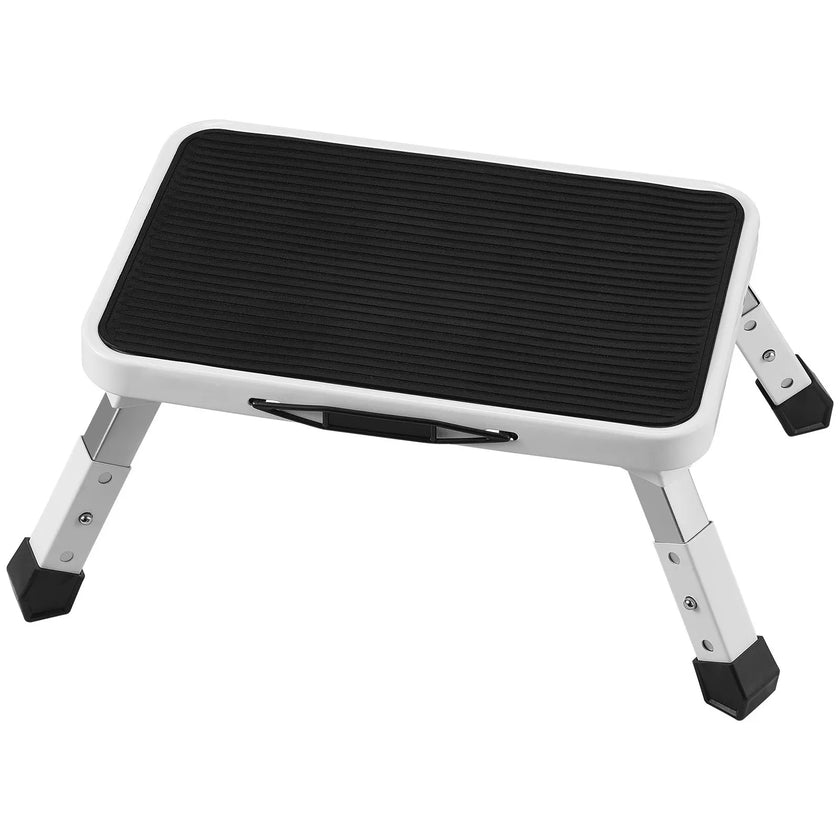 VEVOR Step Stool 1-Step 330lbs Capacity, Folding Steel Step Ladder 3 Adjustable Height, Portable Toddler Step Stools for Adults, Non-Slip Sturdy Step Ladders for Office, RVs, Pets, Bathrooms,Bedrooms