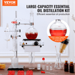 VEVOR Essential Oil Distillation Kit, 500ml Distillation Apparatus, 3.3 Boro Lab Glassware Distillation Kit with 1000W Heating Plate and 24, 40 Joint, 33 pcs Set