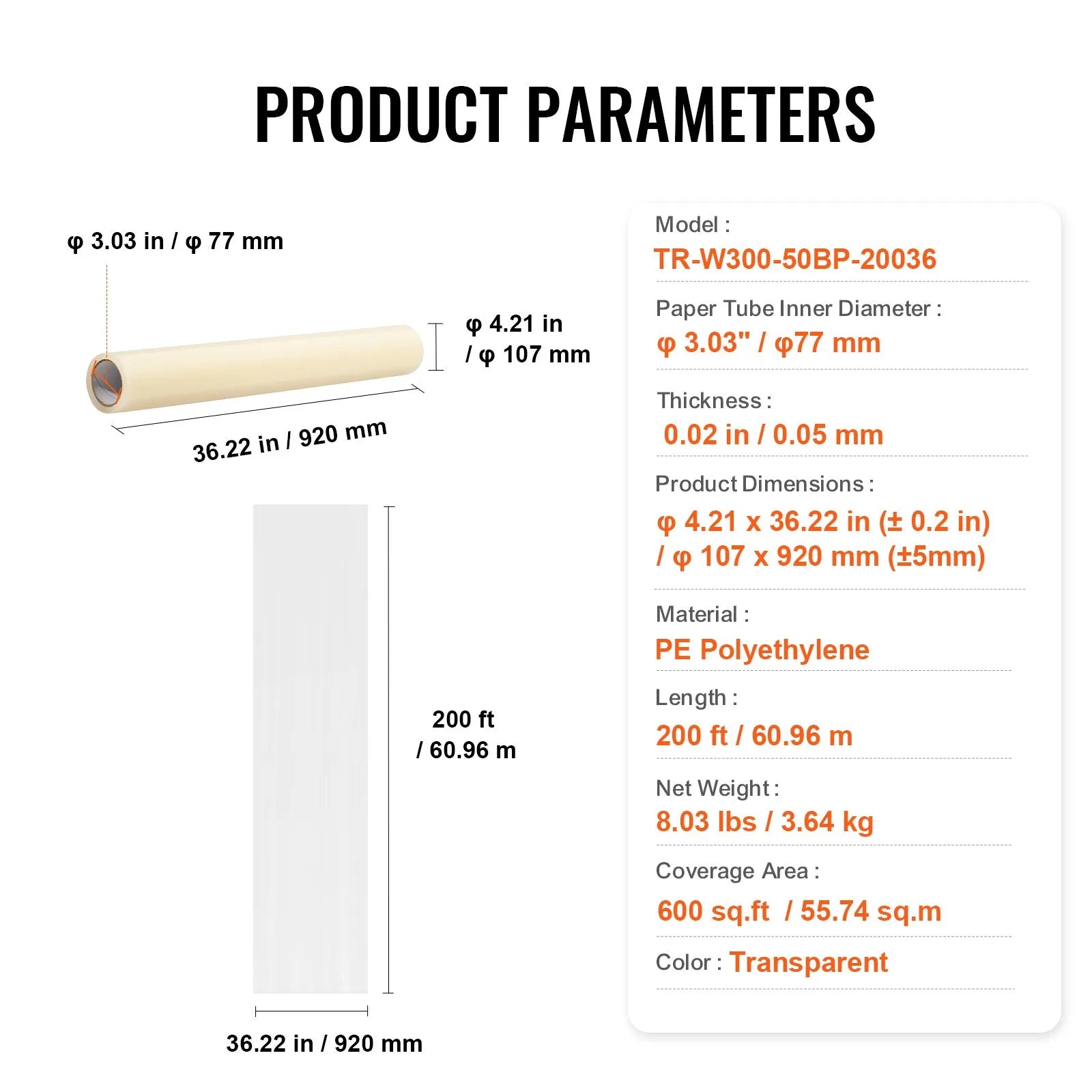 VEVOR Carpet Protection Film, 36