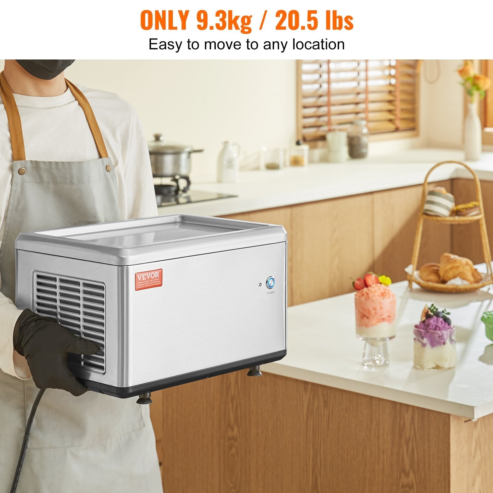 VEVOR Fried Ice Cream Roll Machine, 12.6