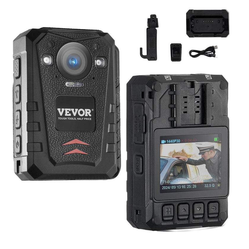 VEVOR 1440P HD Police Body Camera, 128GB Body Cam with Audio Video Recording Picture, Built-in 3500 mAh Battery, 2.0