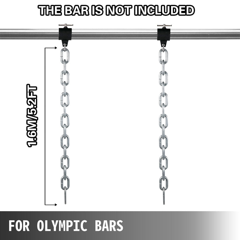 VEVOR Weight Lifting Chains, 1 Pair 35LBS/16kg Weight lifting Chains, Bench Press Chains with Collars, 5.2ft Olympic Barbell Chains Weight Chains for Power Lifting, Silver