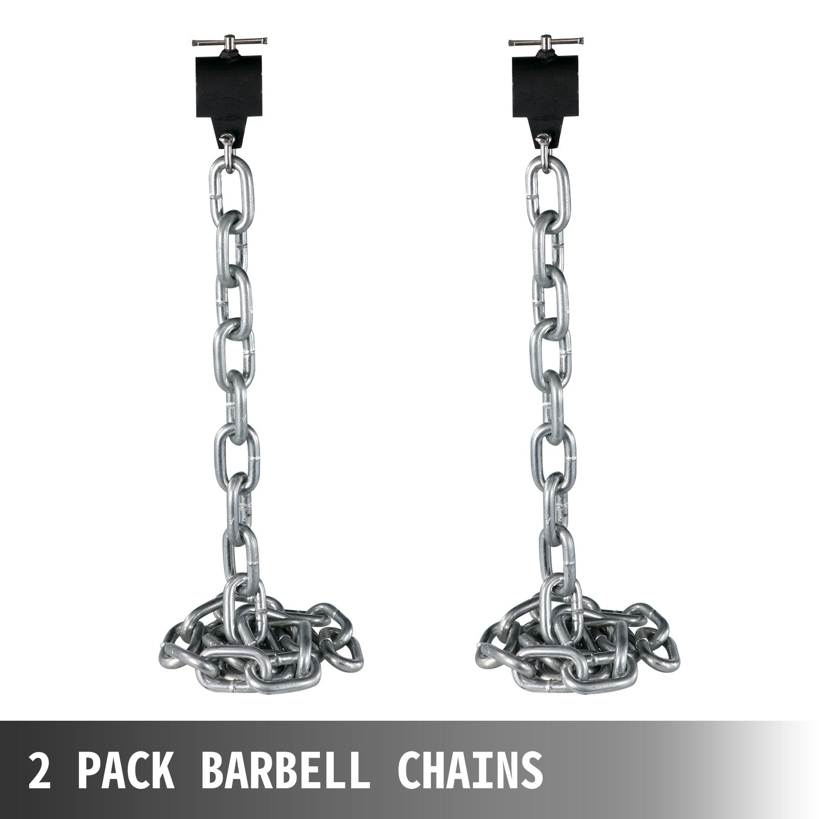 VEVOR Weight Lifting Chains, 1 Pair 44LBS/20kg Weight Lifting Chains,Bench Press Chains with Collars, 5.2ft Olympic Barbell Chains Weight Chains for Power Lifting, Silver
