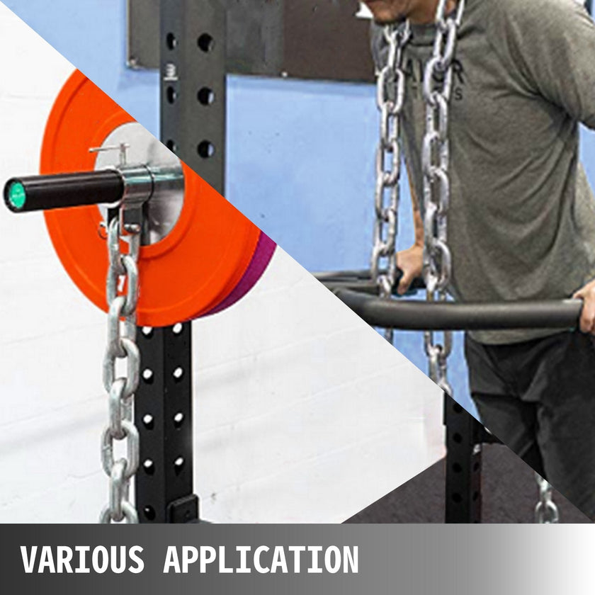 VEVOR Weight Lifting Chains, 1 Pair 44LBS/20kg Weight Lifting Chains,Bench Press Chains with Collars, 5.2ft Olympic Barbell Chains Weight Chains for Power Lifting, Silver