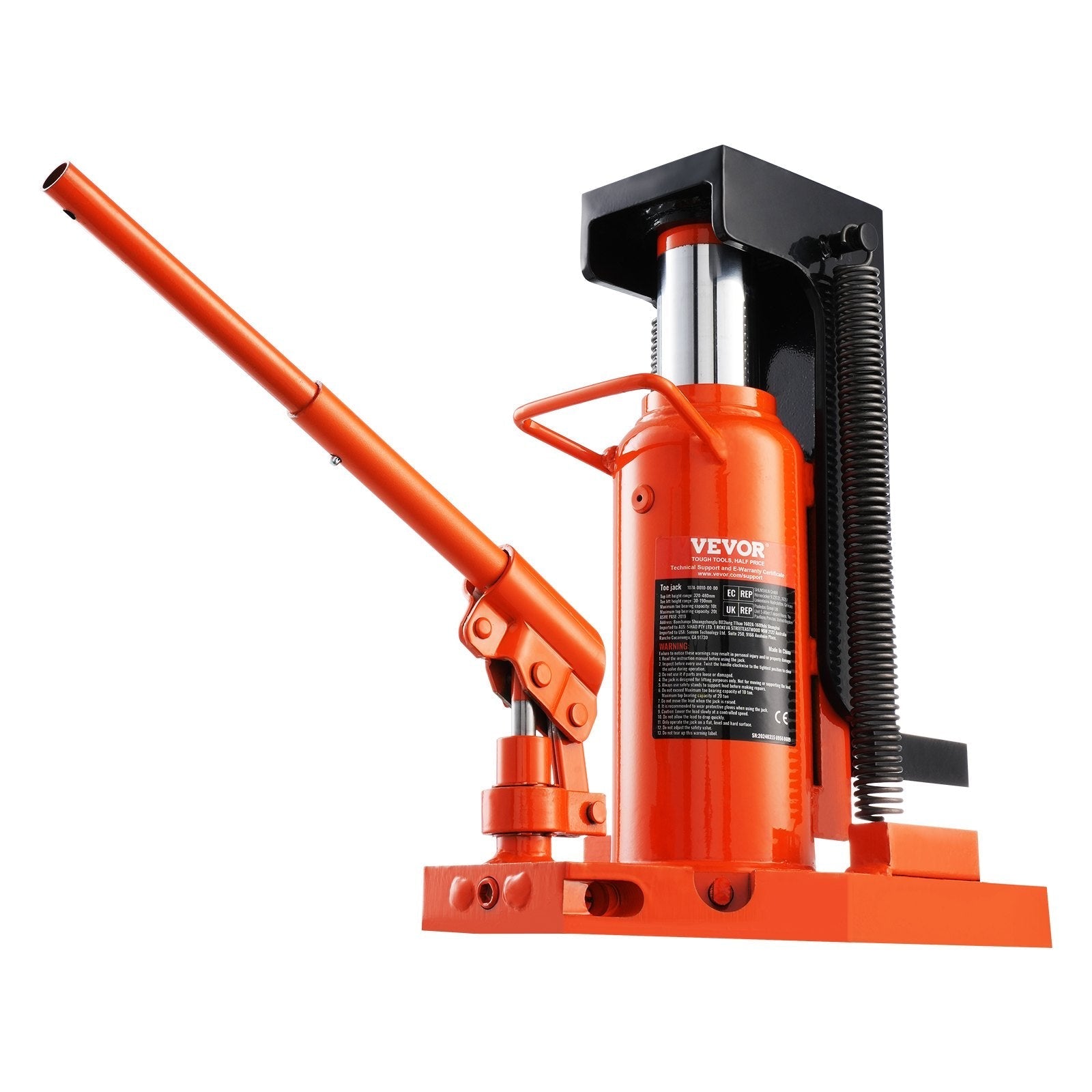 VEVOR Hydraulic Toe Jack, 5 Ton On Toe Toe Jack Lift, 10 Ton On Top Lift Capacity Machine Jack, 0.8-6.8 in Toe Height, 11.3-17.3 in Top Height, Air Hydraulic Claw Jack for Machinery, Industry