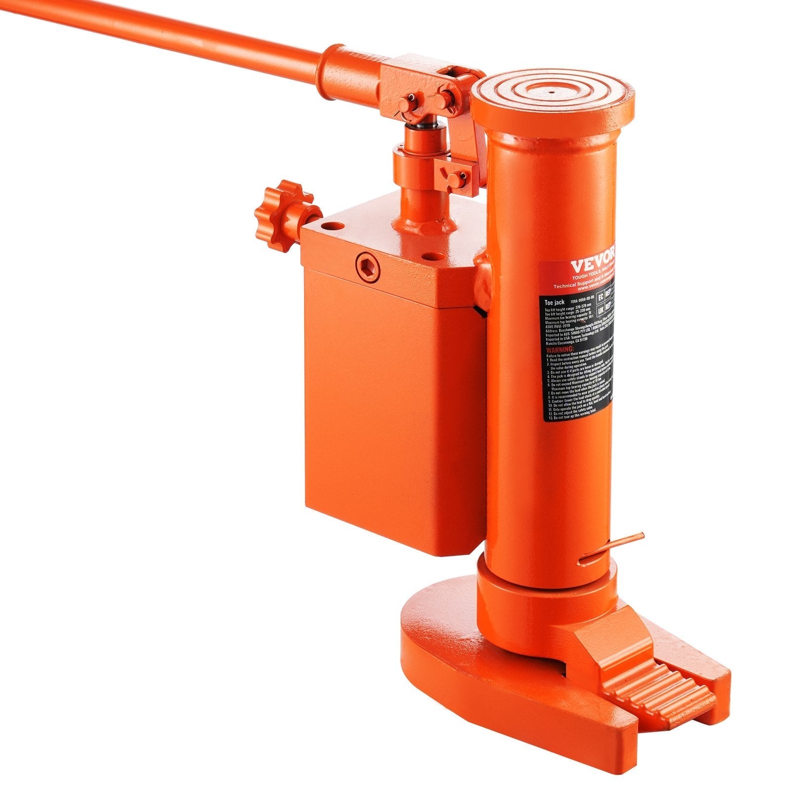 VEVOR Hydraulic Toe Jack, 5 Ton On Toe Toe Jack Lift, 10 Ton On Top Lift Capacity Machine Jack, 1.0-9.1 in Toe Height, 14.6-22.4 in Top Height, 360° Rotatable Claw Jack for Machinery, Industry