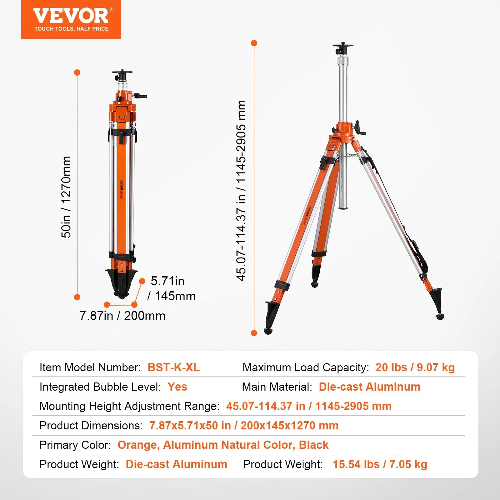 VEVOR Laser Level Tripod Stand 5/8
