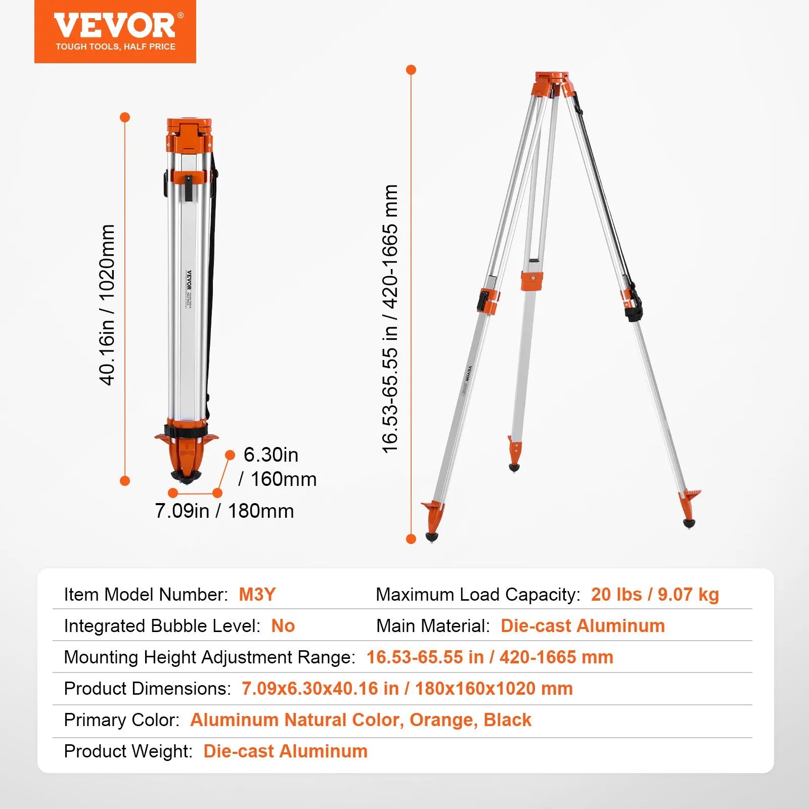 VEVOR Laser Level Tripod Stand 5/8
