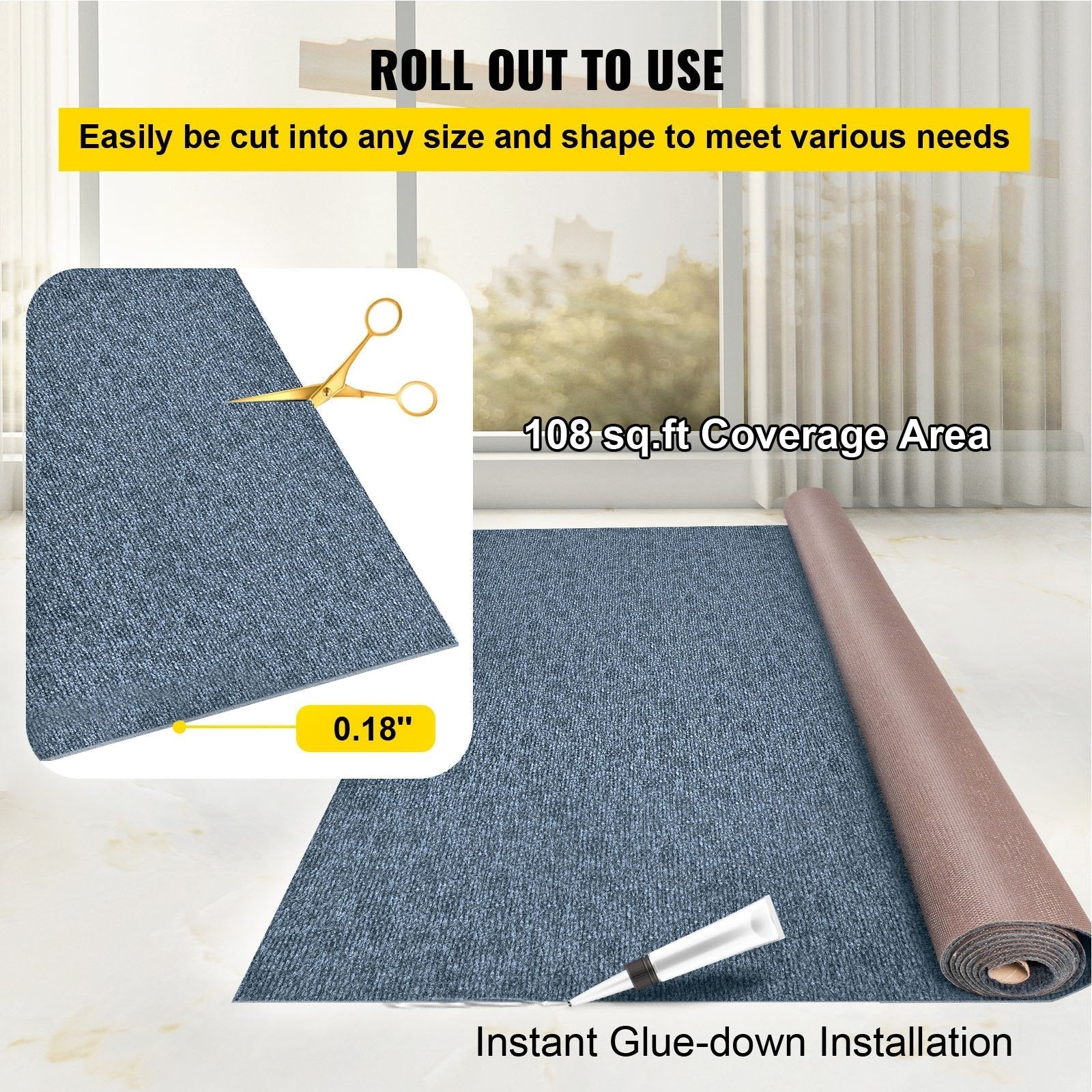 Gray Marine Carpet 6x23' Boat Carpet Roll Cutpile In/Outdoor Patio Area Rug Deck