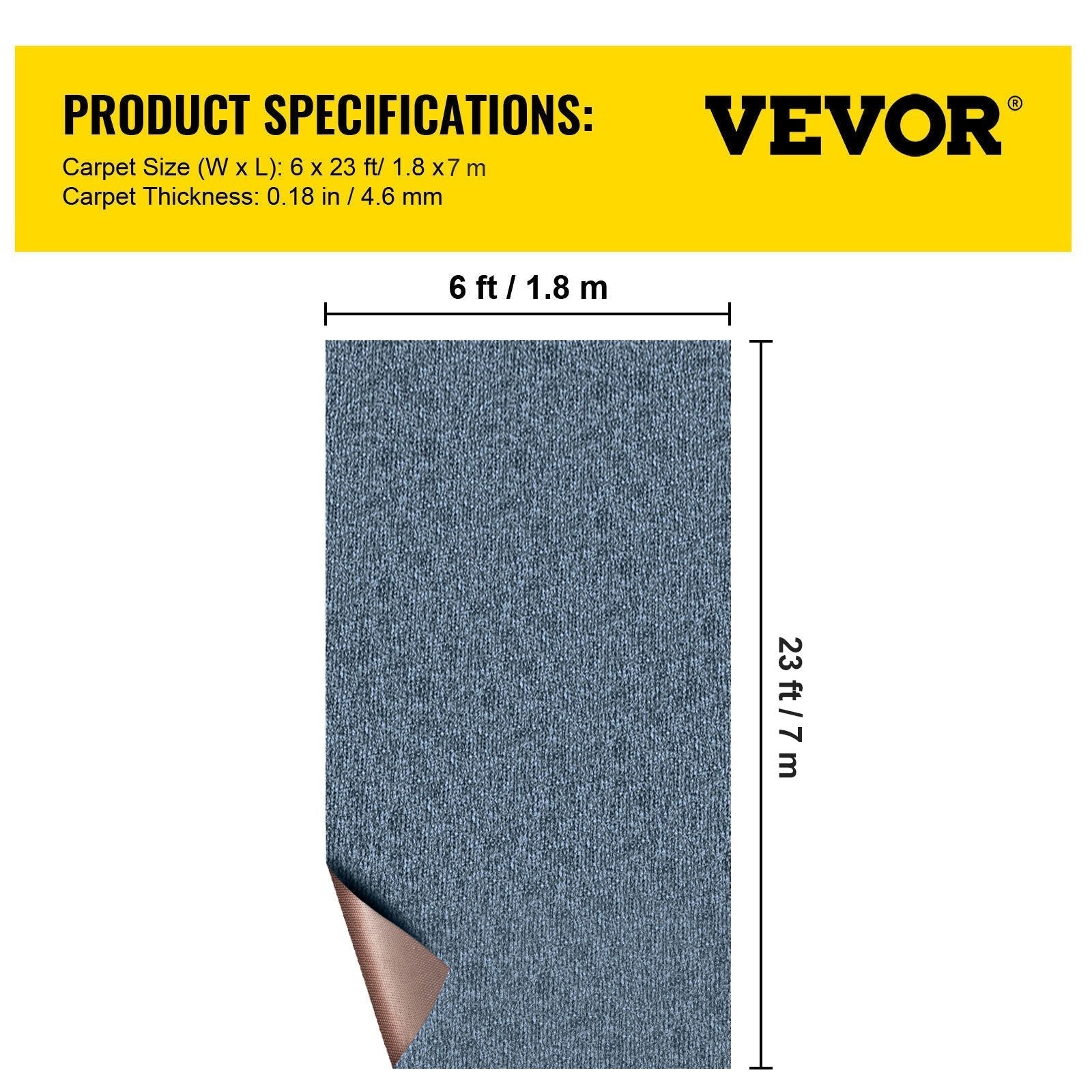 Gray Marine Carpet 6x23' Boat Carpet Roll Cutpile In/Outdoor Patio Area Rug Deck