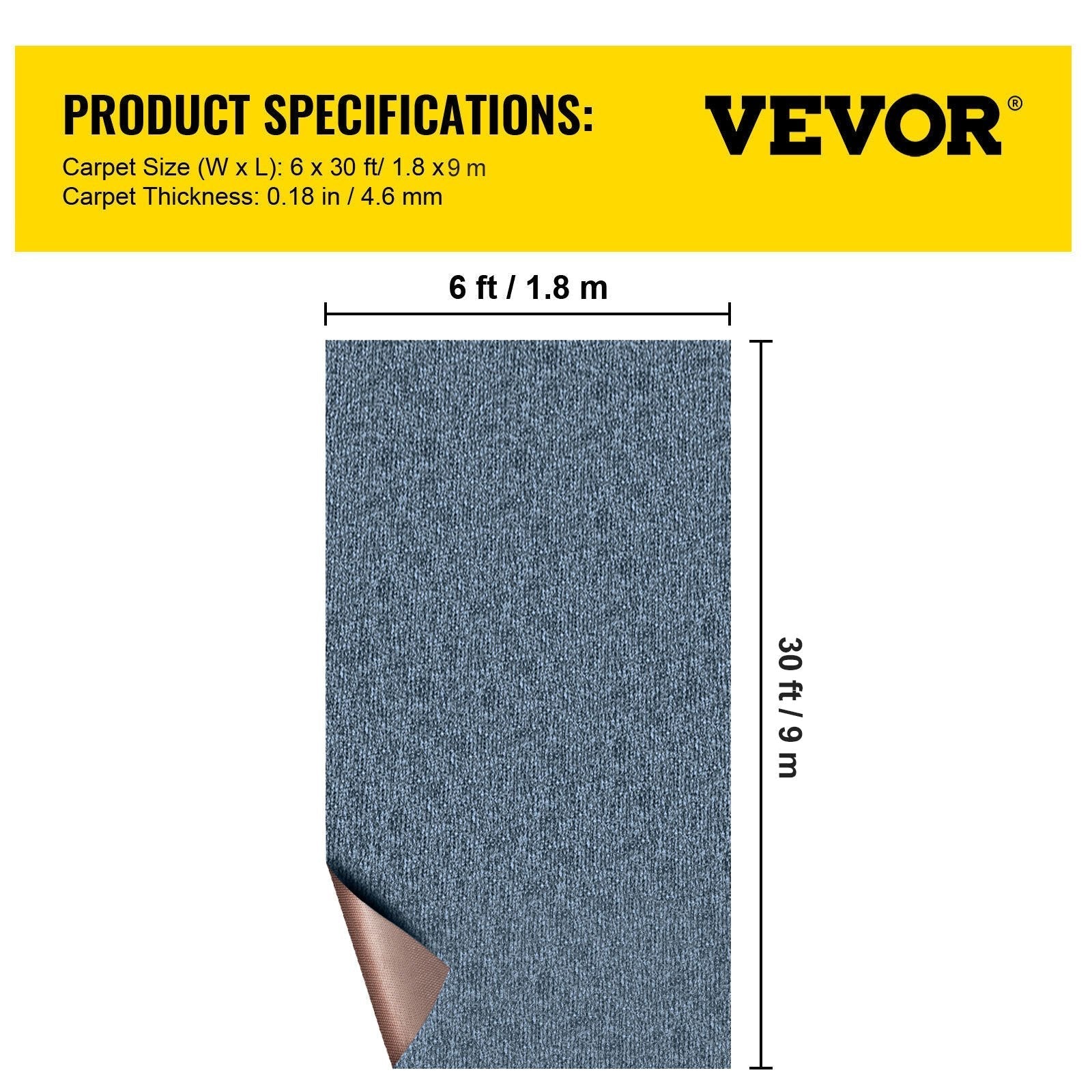 Gray Marine Carpet 6x29.5ft, Boat Carpet Roll Cutpile In/Outdoor Patio Area Rugs