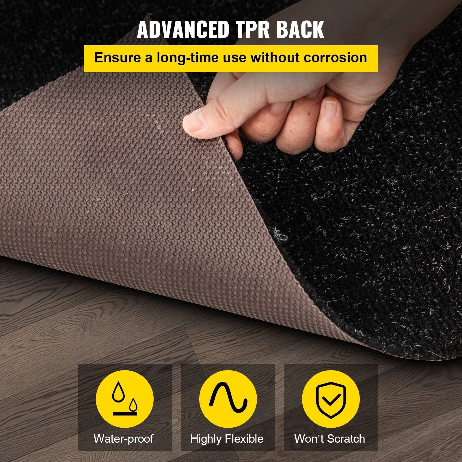 VEVOR Marine Carpet, 6 x 23 ft Charcoal Black Marine Grade Boat Carpet, Marine Carpeting with Soft Cut Pile and Water-Proof TPR Backing, Carpet Roll for Home, Patio, Porch, Deck