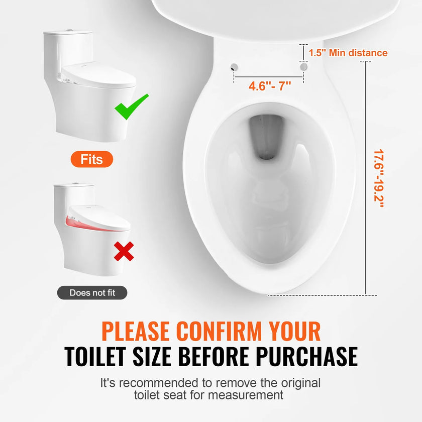 VEVOR Elongated Bidet Toilet Seat Electric Smart Heated Seat Remote Control