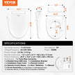 VEVOR Elongated Bidet Toilet Seat Electric Smart Heated Seat Remote Control