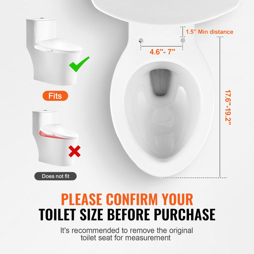 VEVOR Elongated Bidet Toilet Seat Electric Smart Heated Seat Side Arm Control