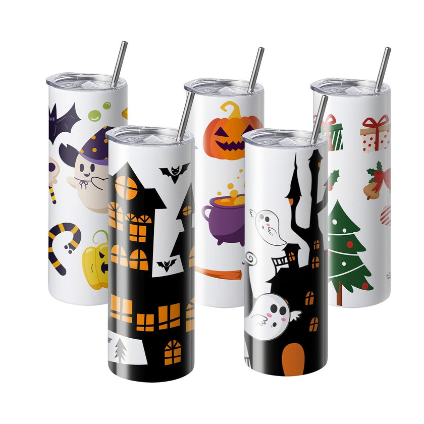 VEVOR 16 Pack Straight Sublimation Tumblers, 20 oz Blank Tumbler Bulk, Stainless Steel Double Wall Tumbler Cups with Straw, Lid, Brush, Base, Shrink Wrap, Gift Box, for Heat Press and Heat Transfer