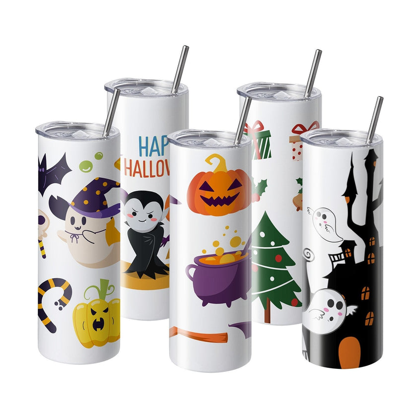 VEVOR 16 Pack Straight Sublimation Tumblers, 20 oz Blank Tumbler Bulk, Stainless Steel Double Wall Tumbler Cups with Straw, Lid, Brush, Base, Shrink Wrap, Gift Box, for Heat Press and Heat Transfer
