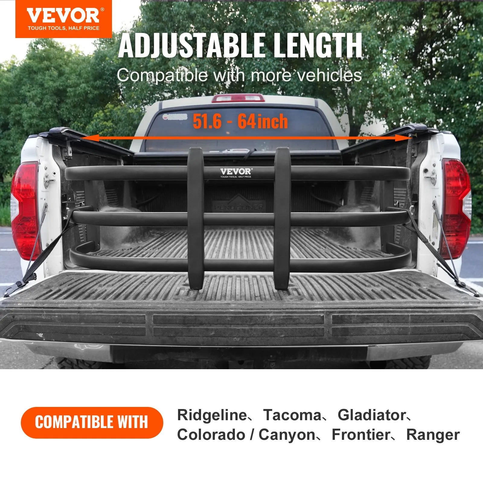 VEVOR Truck Bed Extender, Aluminum Retractable Tailgate Extender, 51.6