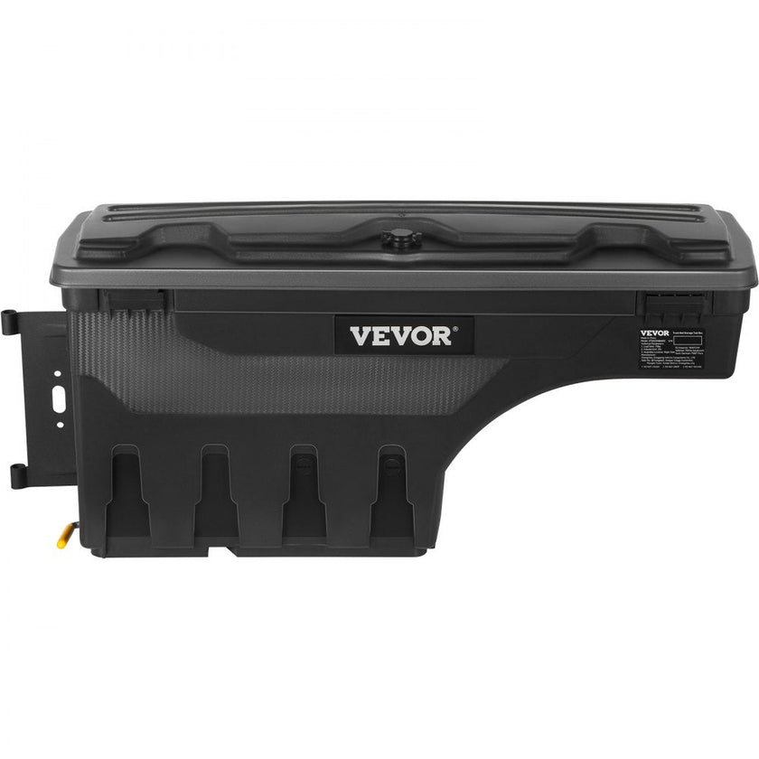 VEVOR Truck Bed Storage Box, Lockable Swing Case with Password Padlock, 6.6 Gal/25 L ABS Wheel Well Tool Box, Waterproof and Durable, Compatible with Ford Super Duty 2017-2021, Drivers Side
