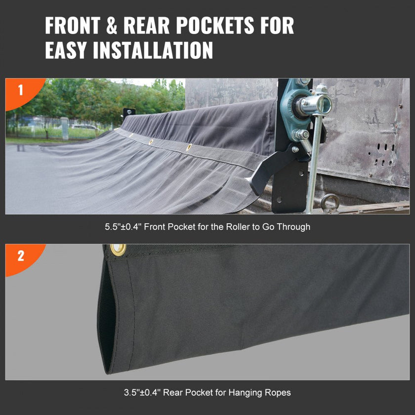 VEVOR Dump Truck Mesh Tarp, 6 x 14 ft, PVC Coated Black Heavy Duty Cover with 5.5