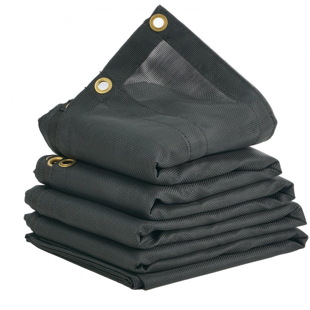 VEVOR Dump Truck Mesh Tarp, 6 x 14 ft, PVC Coated Black Heavy Duty Cover with 5.5