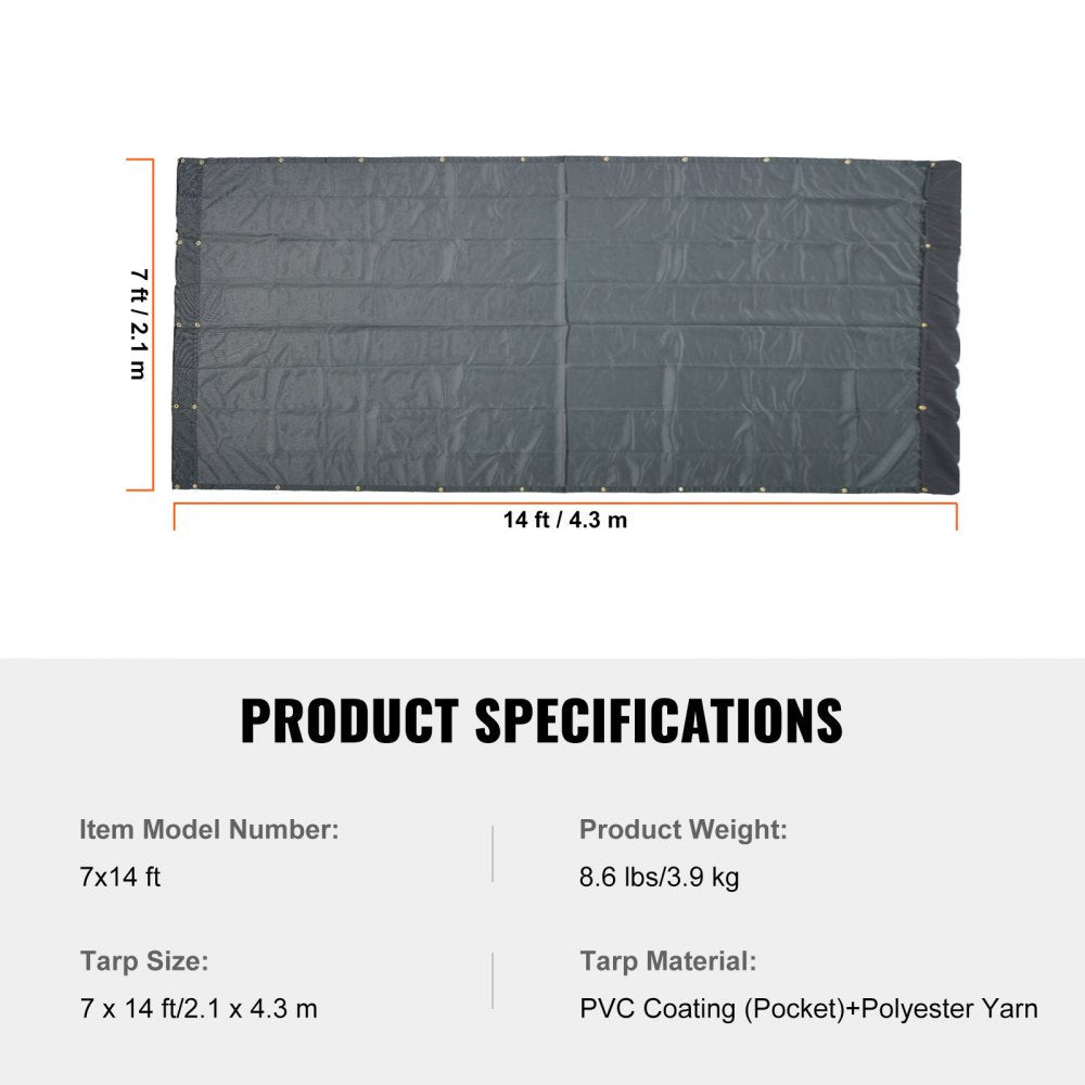 VEVOR Dump Truck Mesh Tarp, 7 x 14 ft, PVC Coated Black Heavy Duty Cover with 5.5