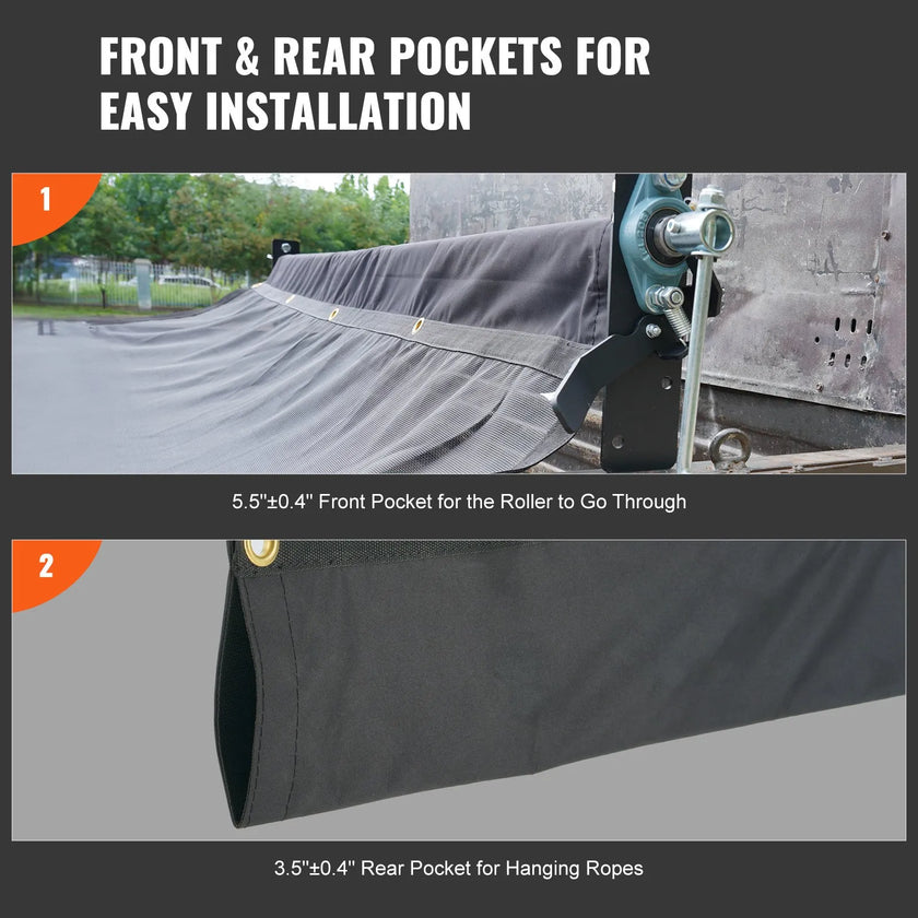 VEVOR Dump Truck Mesh Tarp, 7 x 22 ft, PVC Coated Black Heavy Duty Cover with 5.5
