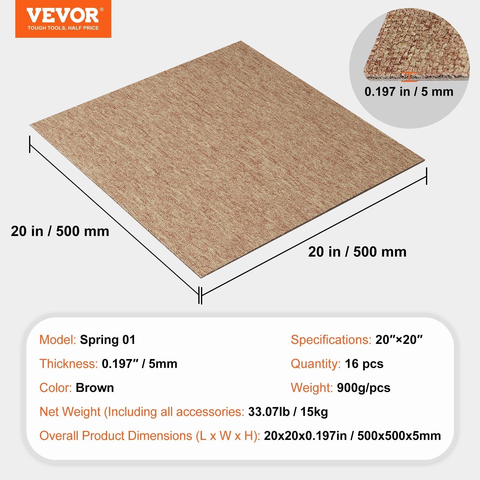 VEVOR Carpet Tiles Reusable, 20
