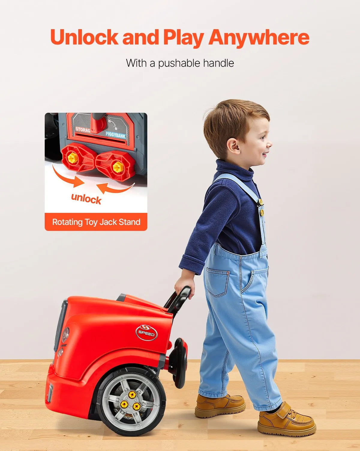 VEVOR Engine Toy Kids Mechanic Car Repair Set with Removable Parts Red