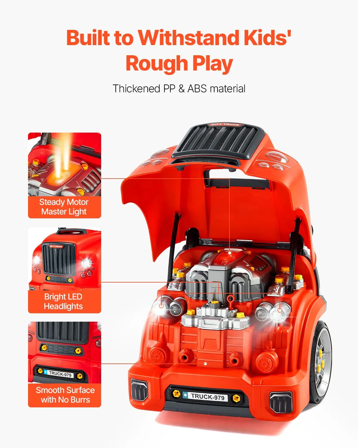 VEVOR Engine Toy Kids Mechanic Car Repair Set with Removable Parts Red