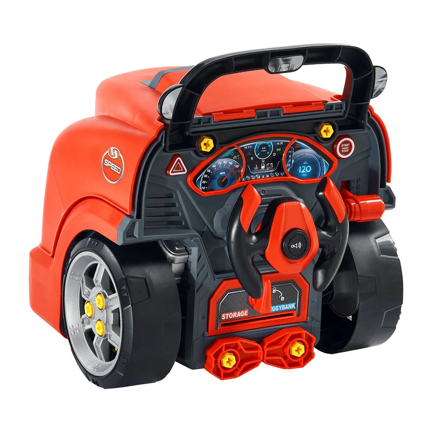 VEVOR Engine Toy Kids Mechanic Car Repair Set with Removable Parts Red