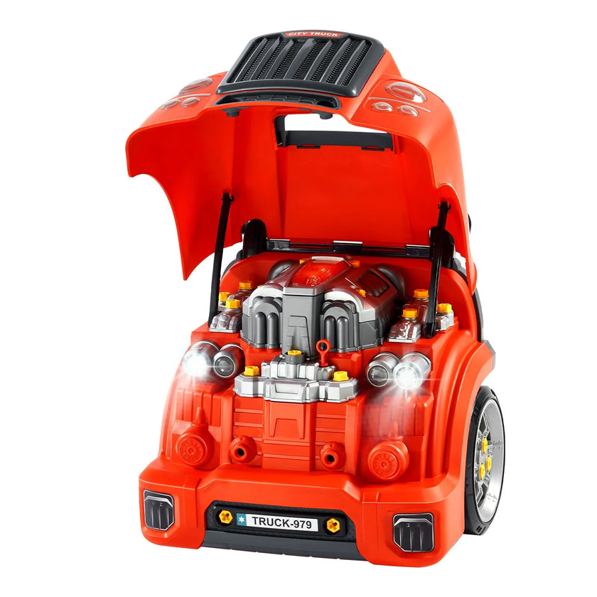 VEVOR Engine Toy Kids Mechanic Car Repair Set with Removable Parts Red