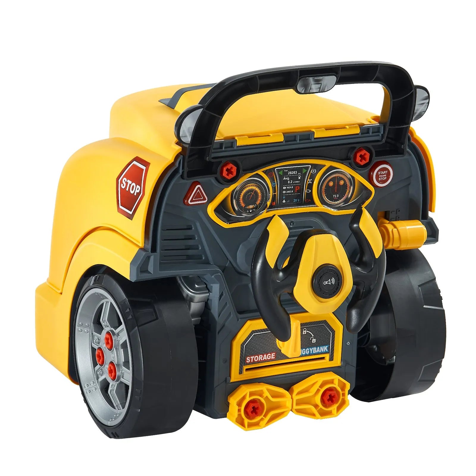VEVOR Engine Toy Kids Mechanic Car Repair Set with Removable Parts Yellow