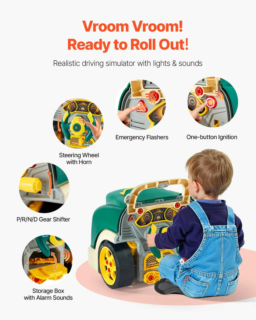 VEVOR Engine Toy Kids Mechanic Car Repair Set with Removable Parts Green