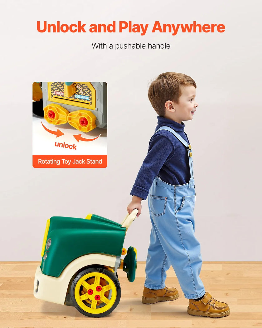 VEVOR Engine Toy Kids Mechanic Car Repair Set with Removable Parts Green