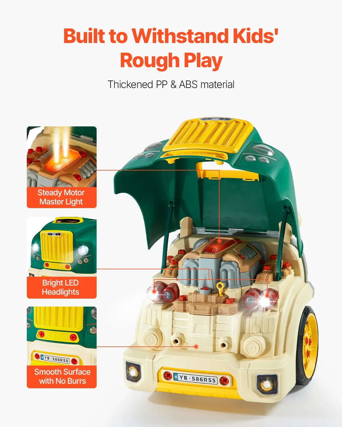 VEVOR Engine Toy Kids Mechanic Car Repair Set with Removable Parts Green