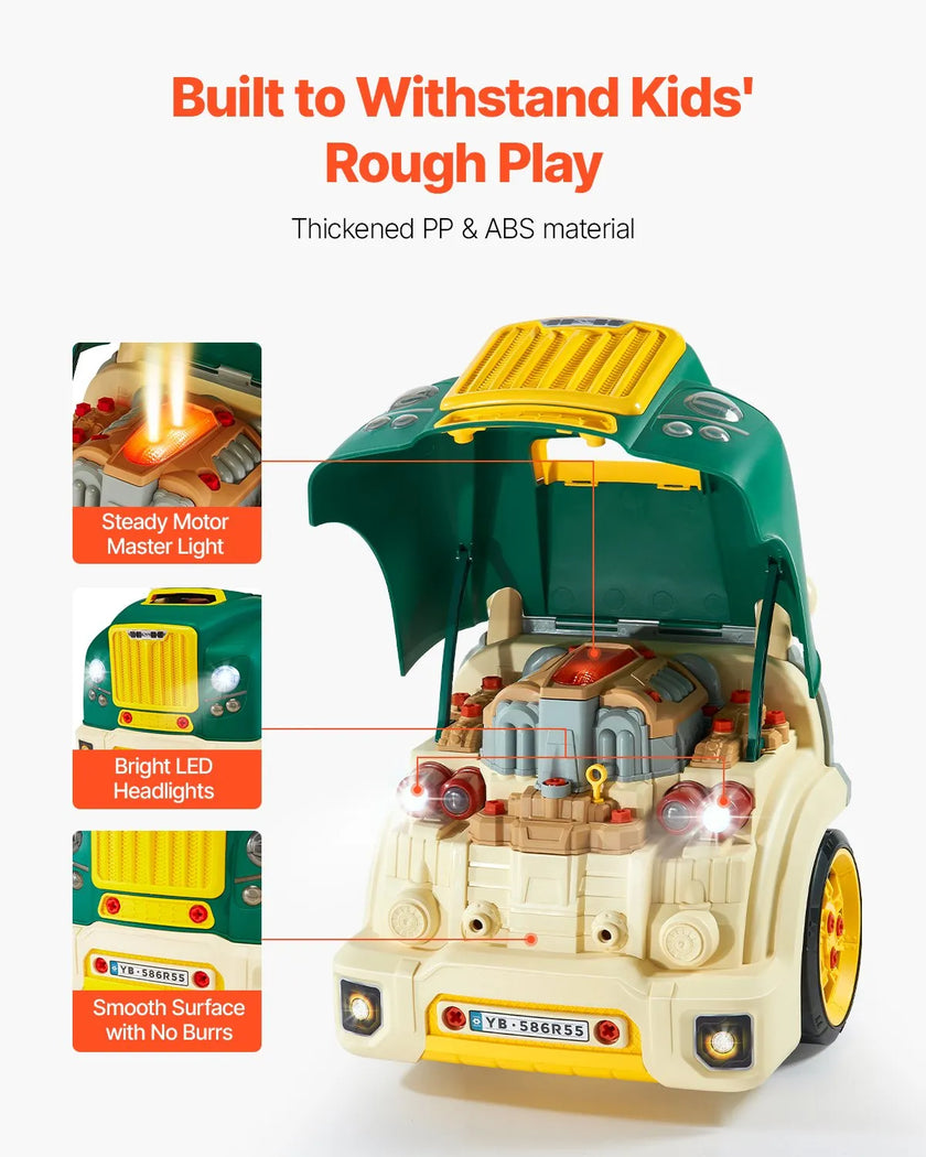 VEVOR Engine Toy Kids Mechanic Car Repair Set with Removable Parts Green