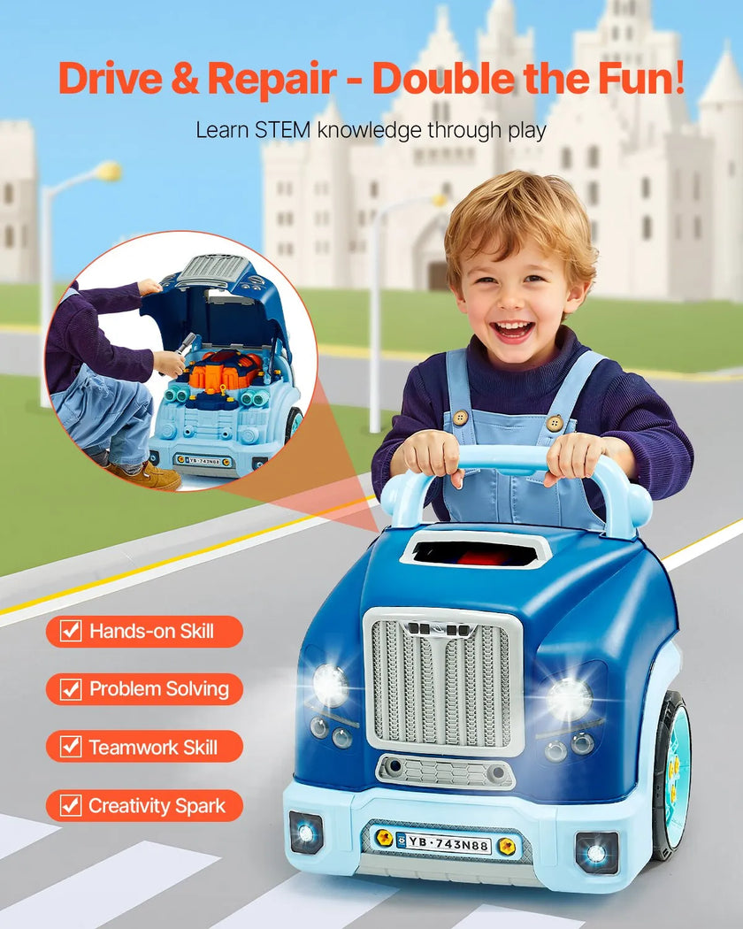 VEVOR Engine Toy Kids Mechanic Car Repair Set with Removable Parts Blue