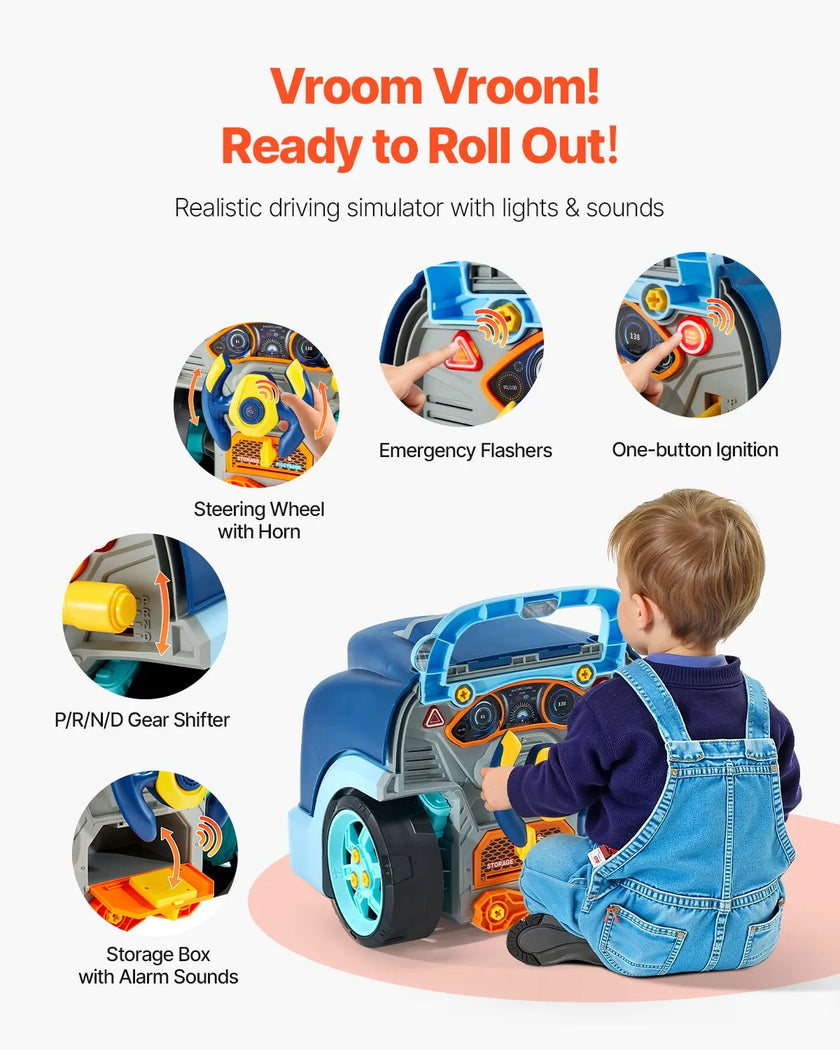 VEVOR Engine Toy Kids Mechanic Car Repair Set with Removable Parts Blue