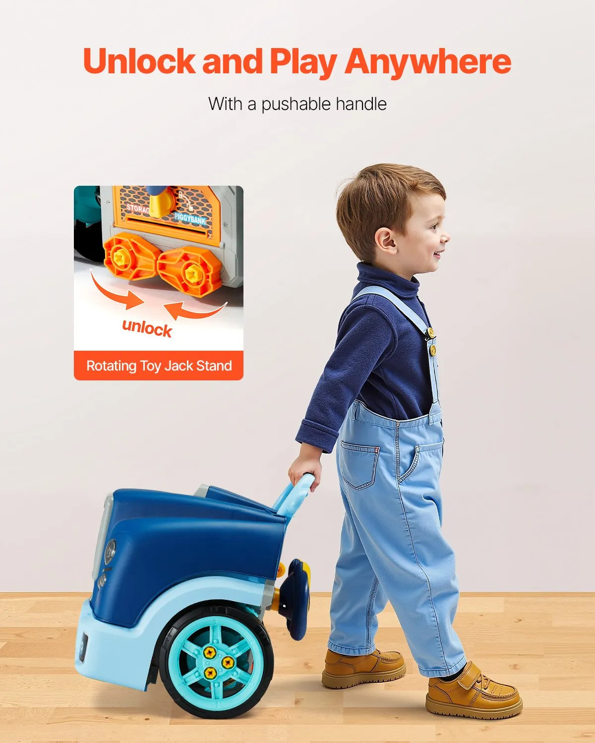 VEVOR Engine Toy Kids Mechanic Car Repair Set with Removable Parts Blue