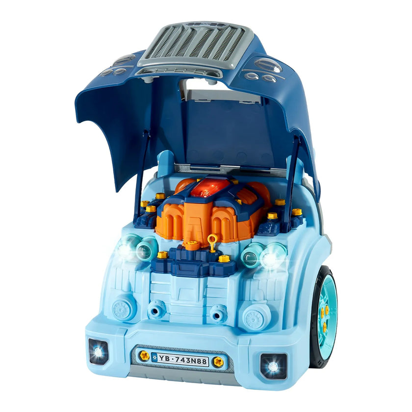 VEVOR Engine Toy Kids Mechanic Car Repair Set with Removable Parts Blue